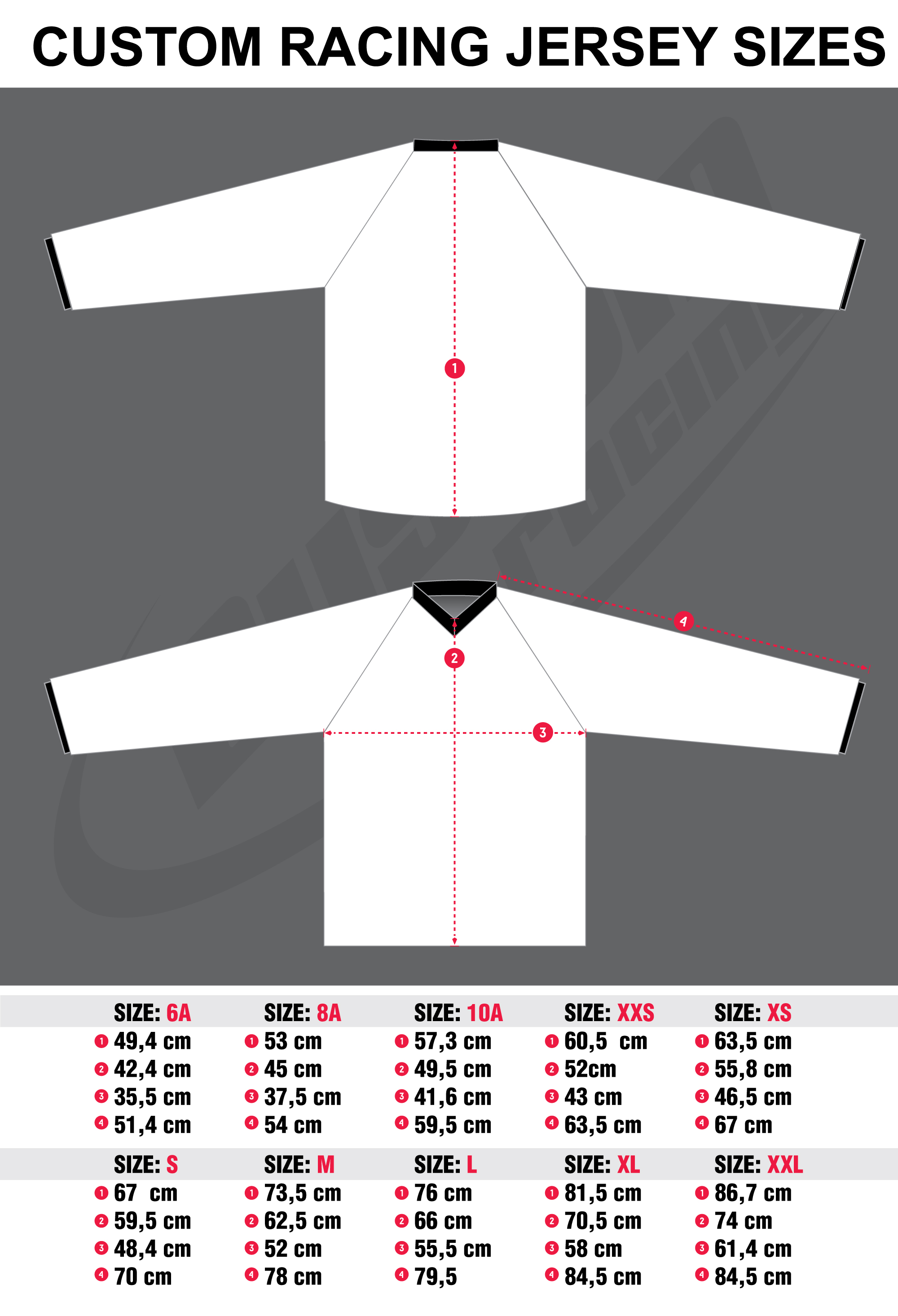tailles maillot BMX
