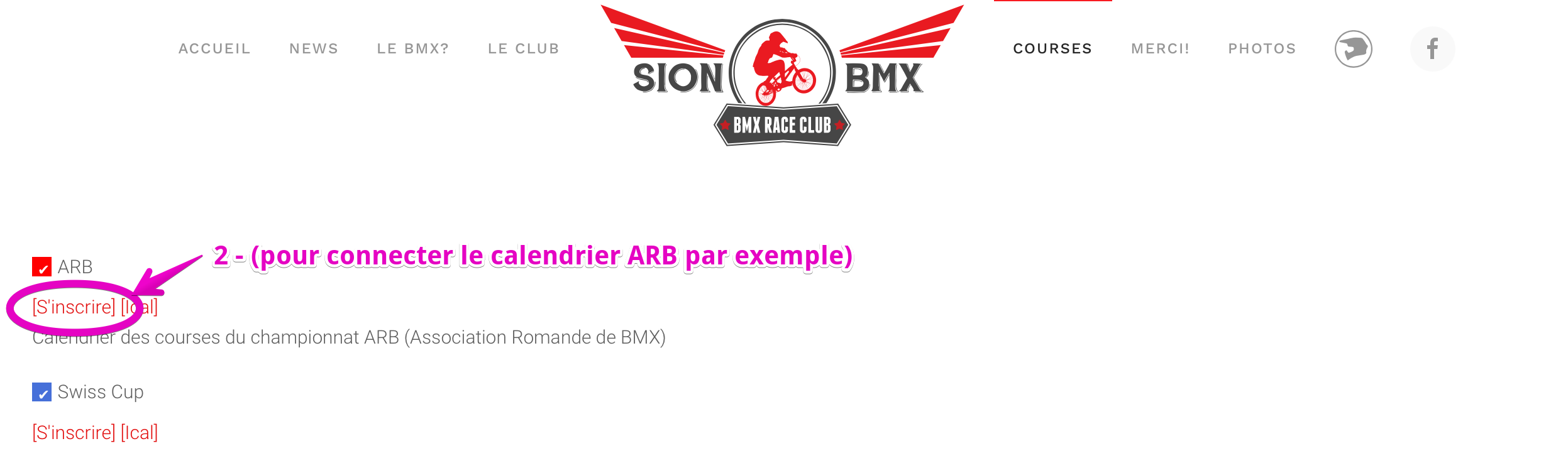 inscrire calendrier 2